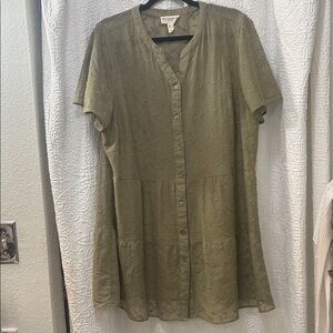 Isaac Mizrahi Bridgehampton Olive Textured Top